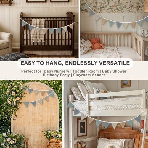 Boho Boys Room Playroom Pennant Banner, Nursery Garland Triangle Bunting Flag - Image 7