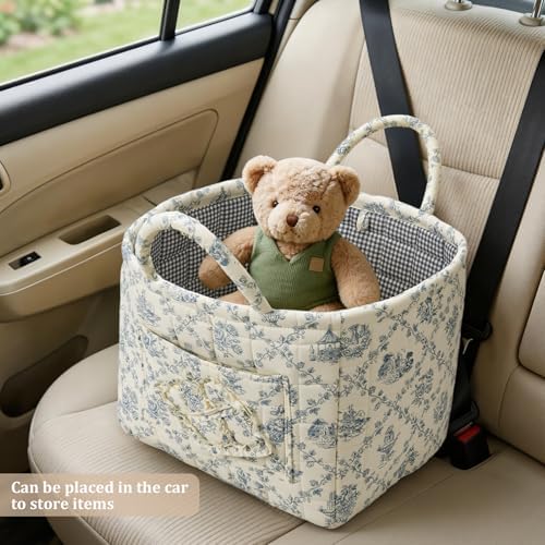 Floral Fabric Storage Basket Car Interior Storage Basket Underwear Sundries - Image 3