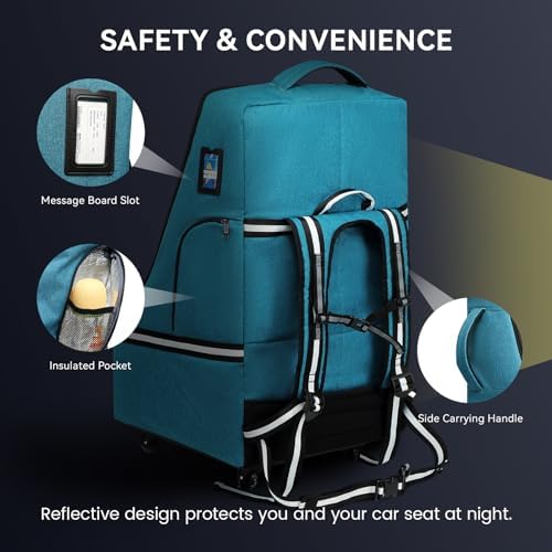 RUCYEN Rolling Car Seat Travel Bag, Padded Carseat Travel Backpack - Image 4