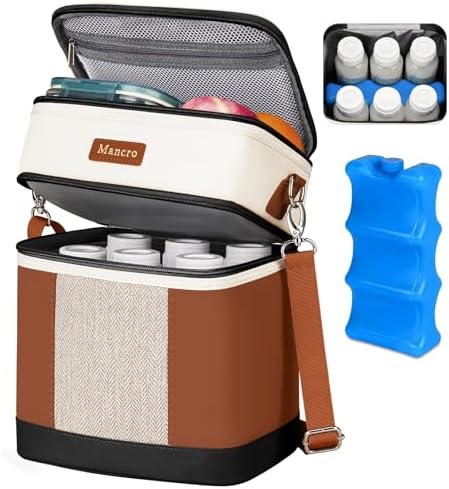 Mancro Breast milk Cooler Travel Bag Fits 6 Bottles Up to 9 Ounces by Mancro