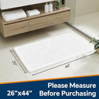 Chenille Bathroom Rug 26"x44" White, Non-Slip Plush Bath Mat - Image 2