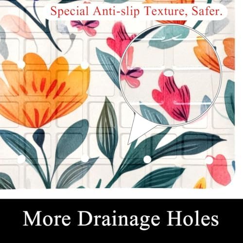 Shower Mat Non Slip, Floral Design Anti Slip Bath Mat - Image 2