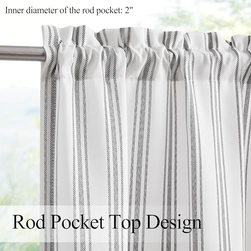 ZJDECOR Black White Stripe Semi Sheer Kitchen Window Valances - Image 4