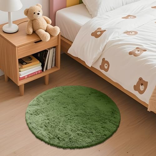 OLANLY Green Round Rugs for Bedroom - Image 3