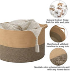 65L Large Blanket Basket, Rope Woven Laundry Baskets-Jute&Black - Image 3