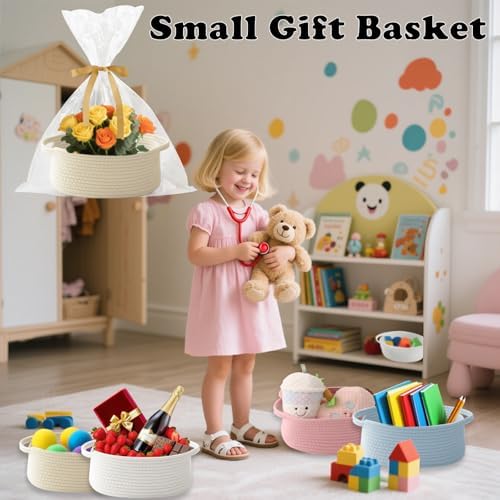 Cream Woven Rope Basket, Baby Gift Basket - Image 4