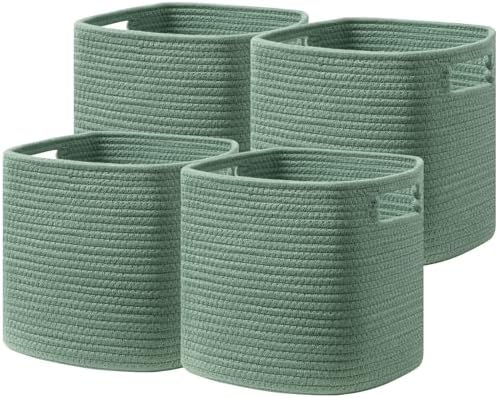 UBBCARE Set of 4 Storage Basket-13 X 13 X 13 In, Cotton Rope Basket by UBBCARE
