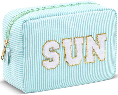 Sanwuta Seersucker Cosmetic Bags Sun Bag Sunscreen Pouch by Sanwuta