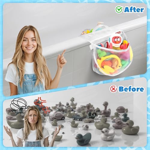 UNEEDE 2-Compartment Mesh Bath Toy Organizer, Easy Access - Image 4
