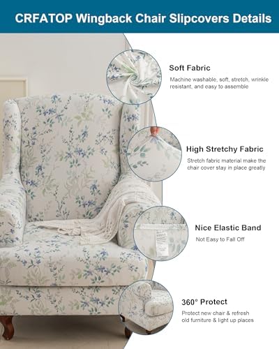 CRFATOP Wingback Chair Covers Wing Armchair Slipcovers - Image 2