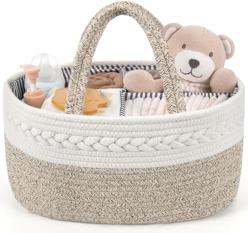 Maliton Baby Diaper Caddy Organizer, X-Large Cotton Rope, Rustic Style by Maliton