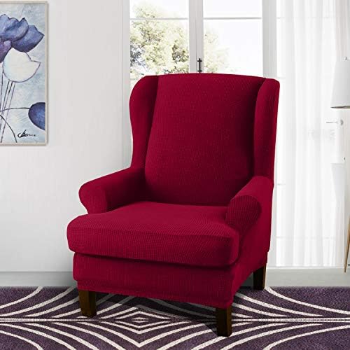 Granbest Premium Water Repellent Wingback Chair Cover 2-Piece High Stretch - Image 2