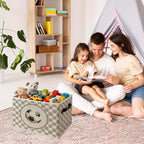 Vintage Brown Checkered Soccer Ball Foldable Storage Box - Image 3