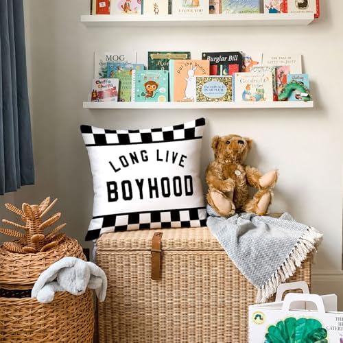 Long Live Boyhood Pillow Cover 18x18, Race Car Room Decor - Image 2