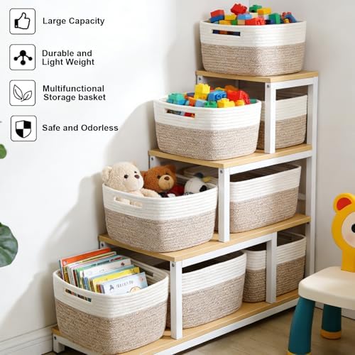 6 Pack Woven Rope Baskets, 12.6"×9"×7.8" Storage Bins - Image 4