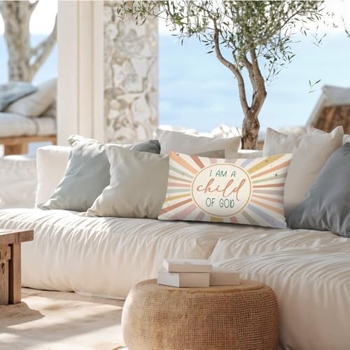 Boho Sun Christian Nursery 12x20 Pillow Cover, Christian Home Decor, I Am A - Image 7