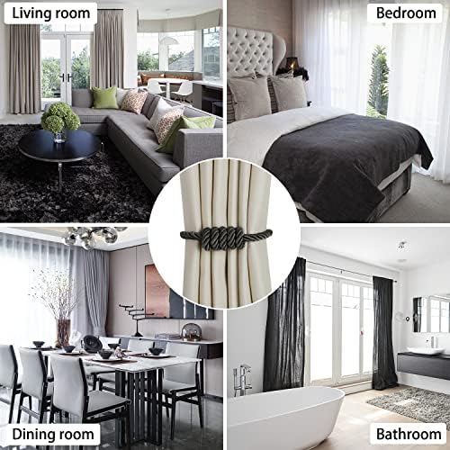BEL AVENIR Magnetic Curtain Tiebacks 2 Pack Hand-Woven Curtain Ties - Image 5