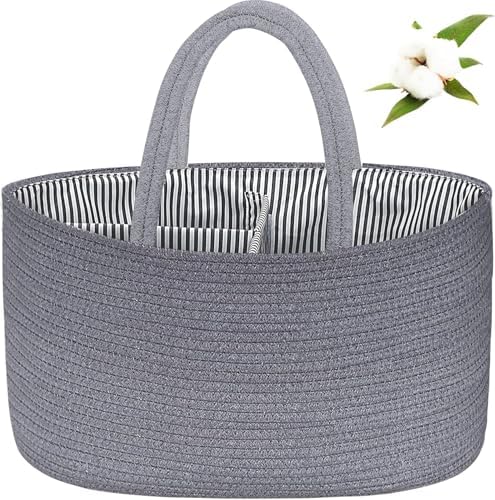 ABenkle X-Large Diaper Caddy Organizer, Cotton Rope Nursery Baby Basket by ABenkle