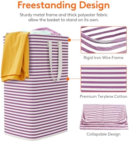 Lifewit 80L Large Laundry Baskets, 2 Pack, Reinforced Handles - Image 2