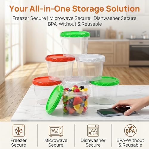 EONJOE 32oz Plastic Freezer Food Leftovers Containers - Image 4