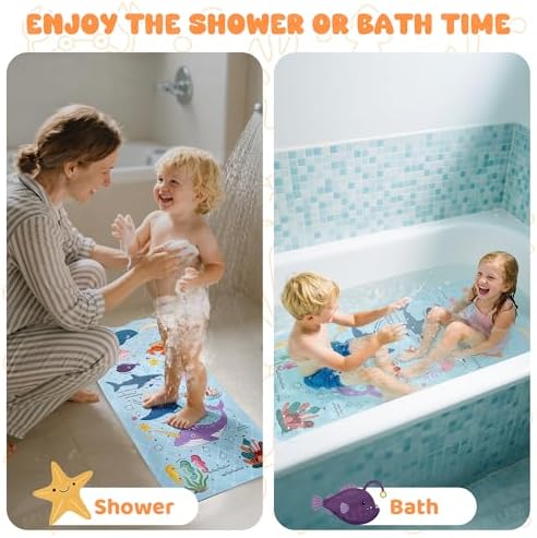 Baby Bath Mat for Kids Toddler 40" x 16" Soft PVC Kids Bathtub Mat - Image 5