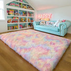 6x9 Thick Unicorn Rug for Girls Bedroom, Rainbow Plush Shag Carpet - Image 6