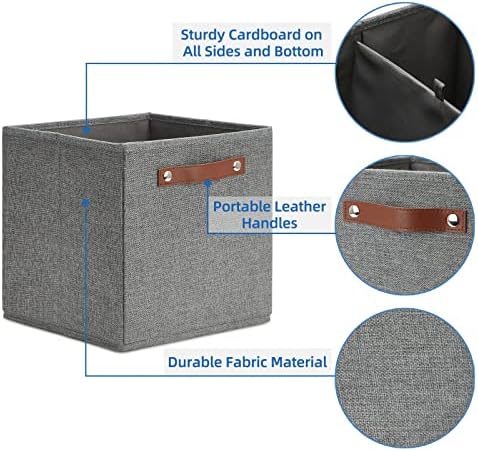 Temary 11 Inch Cube Storage Bins 4PCs Fabric Storage Cubes Storage Baskets - Image 3