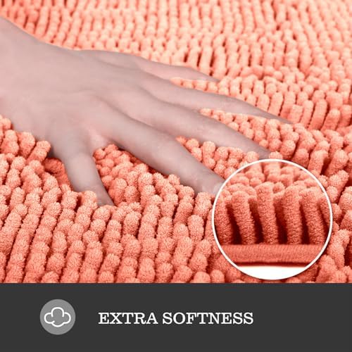Yeaban Chenille Coral Bathroom Rug 20"x32", Non-Slip Rubber Backing - Image 2