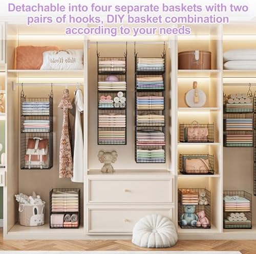 6 Tier Hanging Closet Organizers and Storage Stackable Hanging Closet Shelves - Image 5