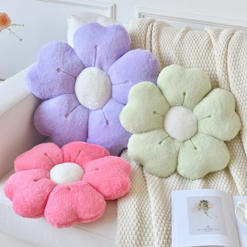 Flower Pillow, Daisy Decorative Throw Pillows, Light Purple, 15 Inches - Image 3