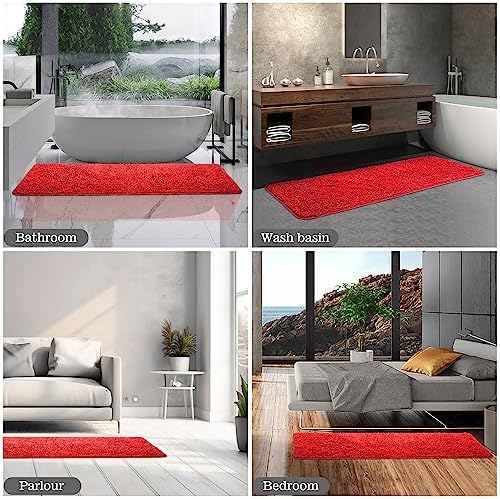 Yeaban Chenille Red Bathroom Runner Rug 24"x60" - Image 6