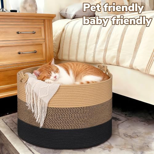 CherryNow 22"x22"x14" Large Blanket Basket, Home Décor - Image 5