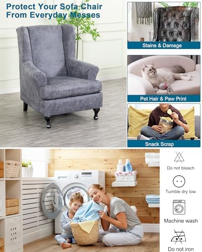 CRFATOP Wingback Chair Covers Stretch Armchair Slipcovers - Image 5