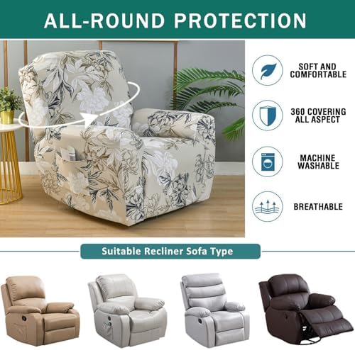 NILUOH Stretch Recliner Covers 4 Piece, Non-Slip Lazy Boy Chair Covers - Image 5