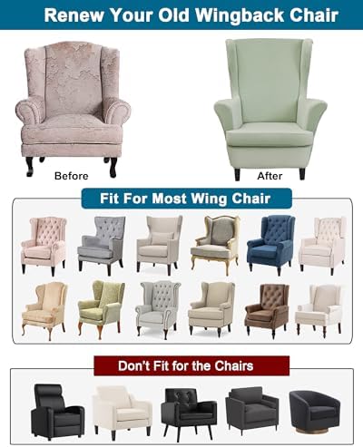 CRFATOP Wingback Chair Covers Wing Armchair Slipcovers - Image 4