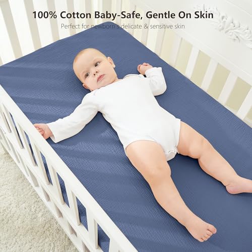 Bearmoss Muslin Crib Sheets 100% Cotton Baby Crib Sheets Soft&Breathable - Image 2