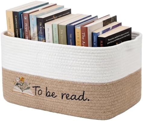 Book Lover Storage Basket Woven Embroidered Storage Bins Gift by Acellegic