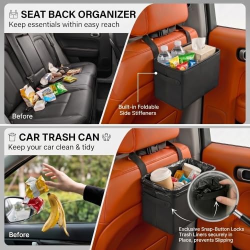 Car Seat Back Organizer, Hanging Leather Storage Caddy Kids - Image 2