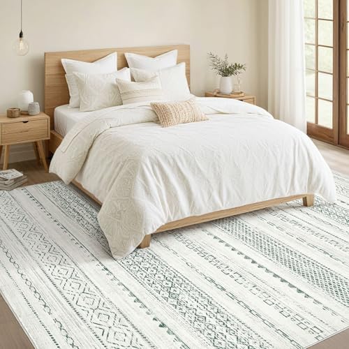 Nakagishi Green Rug Living Room Rugs: 7x9 Washable Boho Large Neutral Soft - Image 5