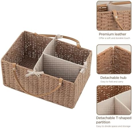 HBlife Large Baby Diaper Caddy Organizer, Paper Rope Storage Baskets Nursery Bin - Image 3