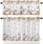 Vandarllin Fall Floral Leaves Kitchen Curtains and Valances Set, Thanksgiving by VandarllinHomeKitchenDecor