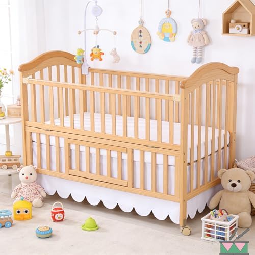 Shunjie.Home Scallop Edge Crib Skirt White, 100% Egyptian Cotton 400 Thread - Image 4
