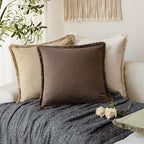 Foindtower Boho Linen Fringe Lumbar Throw Pillow Covers 12×24 Reddish Brown - Image 5