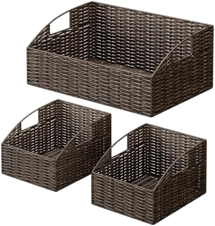 Pantry Baskets for Organizing, Wicker Basket Shelf Storage by Ollieroo