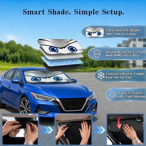 Car Windshield Sun Shade, Universal Fit Compact Sedan SUV, Sport Silver - Image 4