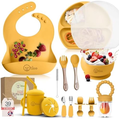 O'doe 17-Piece BPA-Free Silicone Baby Feeding Set | Thick & Soft Suction Plates by Odoe