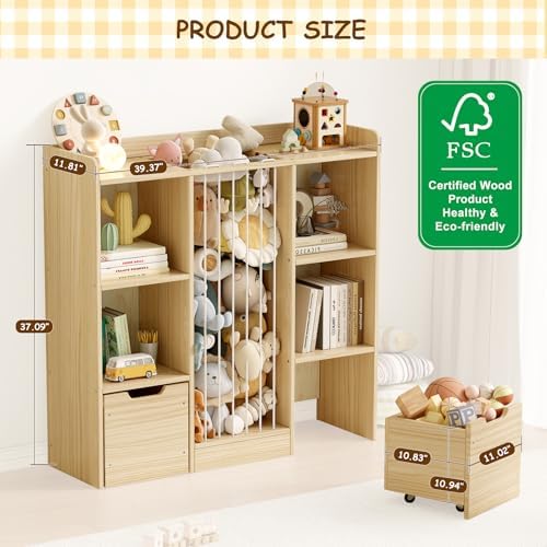 Toy Storage Organizer with Stuffed Animal Storage, Solid Pine Wooden Toy - Image 2
