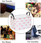 Pink Bow Canvas Storage Basket Waterproof Laundry Hamper - Image 3