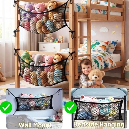Stuffed Animal Storage Net for Kids, Elastic Bedside Toy Organizer Net - Image 3