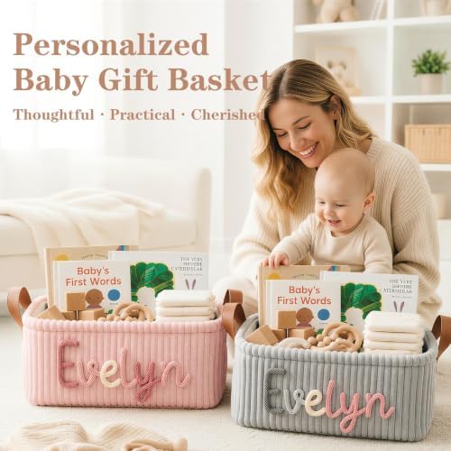 Large Capacity Personalised Corduroy Storage Basket - Image 4